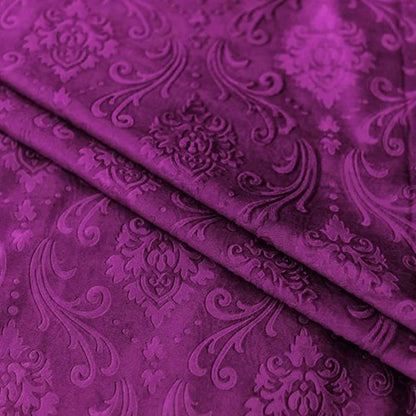 PURPLE SELF PRINT VELVET CURTAINS - SET OF 2 PANELS image 2