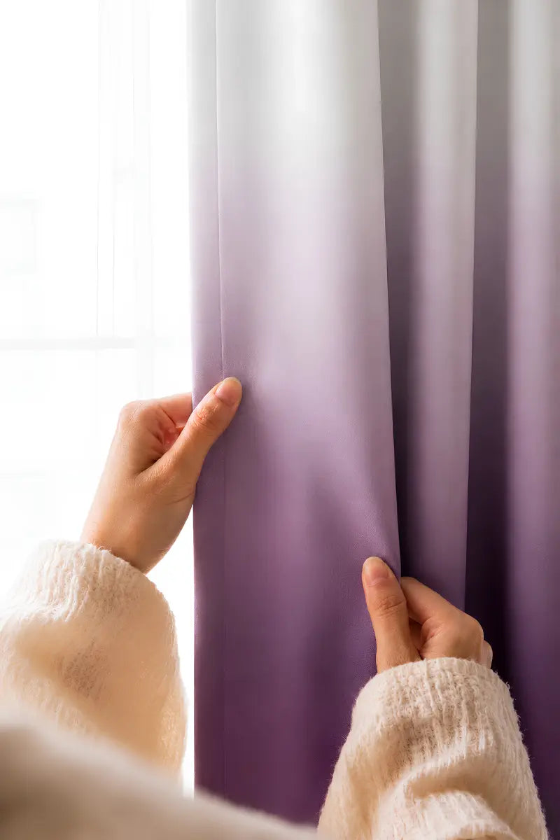 PLUM DIP-DYE OMBRE VELVET CURTAINS – SET OF 2 PANELS image 1