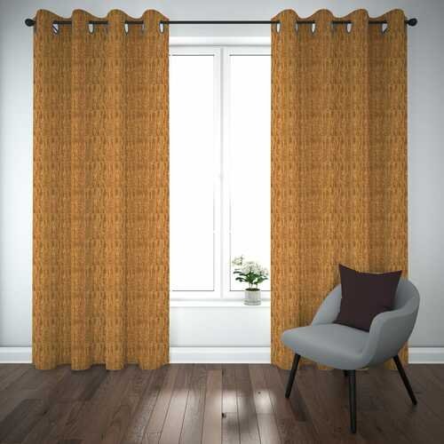 Premium Self Jacquard Curtains Fish Design Copper ( 2 Curtain Set ) image 0
