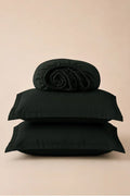 MIDNIGHT GREEN SOLID COTTON FITTED BEDSHEET - 3PCS image 0