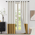 Premium Velvet Blackout Curtains Cream & Gold ( 2 Curtains Set ) image 0