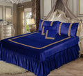 Luxury Embossed Velvet Bedsheet Navy Blue ( 5 PCS ) image 0