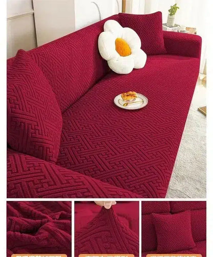 STRIPE JACQUARD SOFA COVERS - MAROON image 0