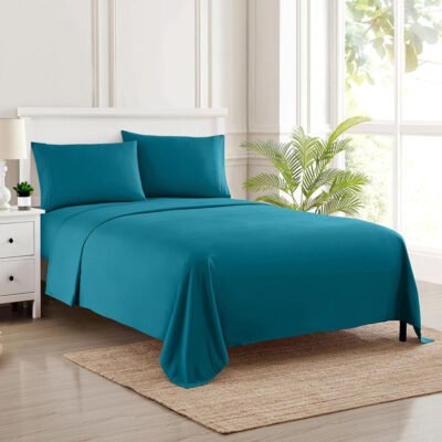 Velvet Flat Bed Sheet Teal image 0