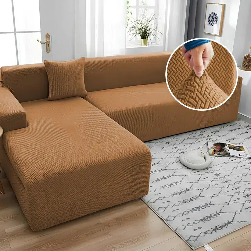 L-Shape Stripe Jacquard Sofa Covers - Copper image 0