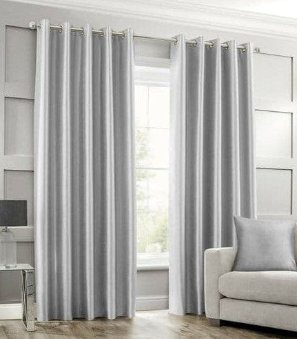 IMPORTED SILK CURTAINS - SILVER GREY image 0