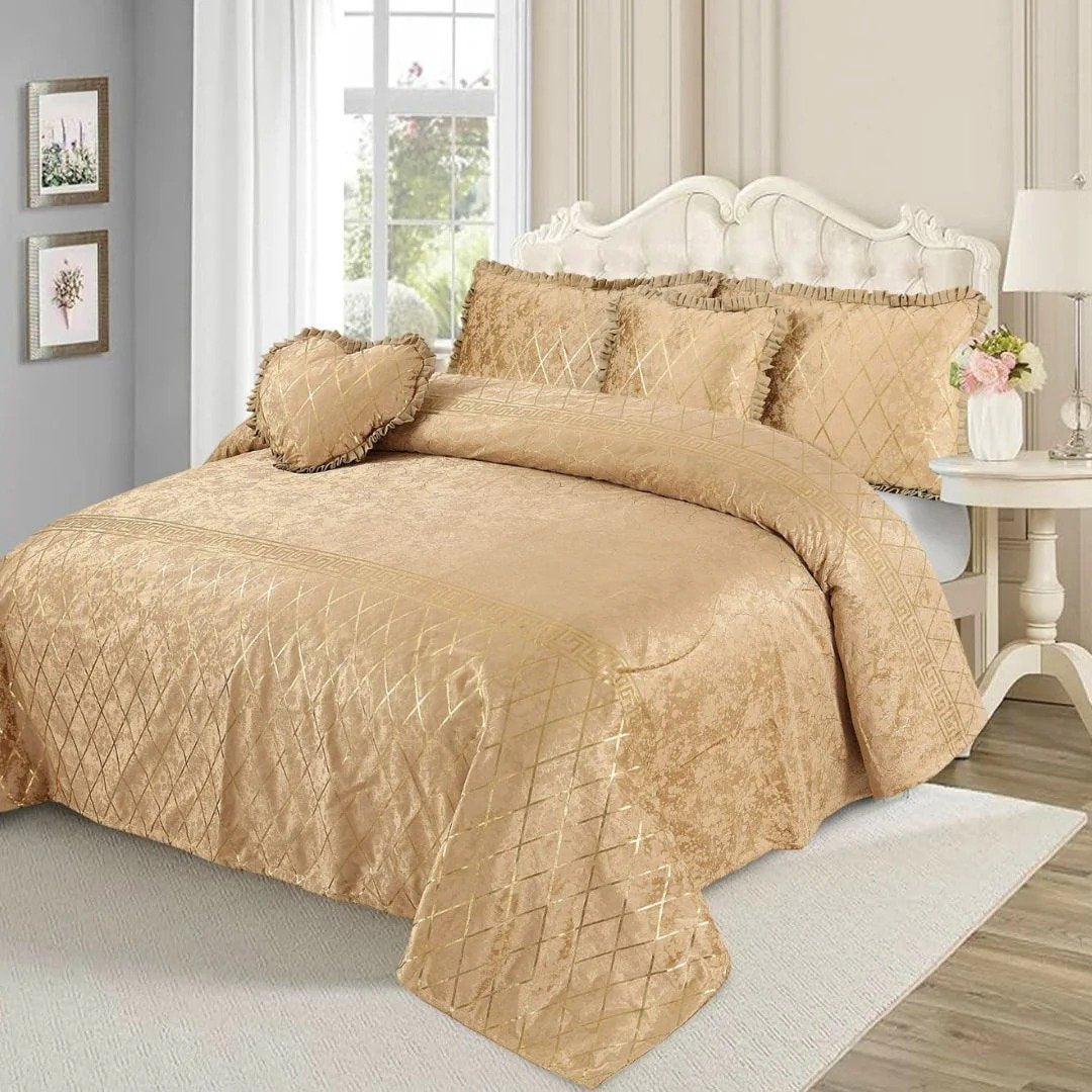 Luxury Elixir Velvet Bedset Golden ( 5 PCS ) image 0