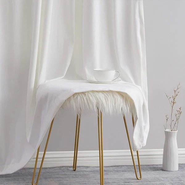 WHITE PLAIN SOLID VELVET CURTAINS - SET OF 2 PANELS image 1