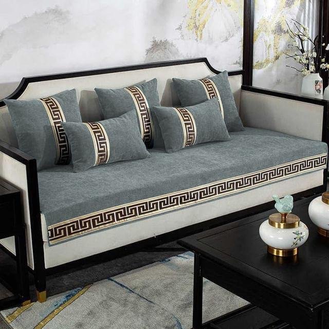Velvet Sofa Covers Splendid with Cushion Covers Grey image 0