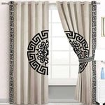 BEIGE & BLACK SPLENDID GREEK VELVET CURTAINS - SET OF 2 PANELS