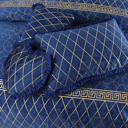 Luxury Elixir Velvet Bedset Blue ( 5 PCS ) image 1