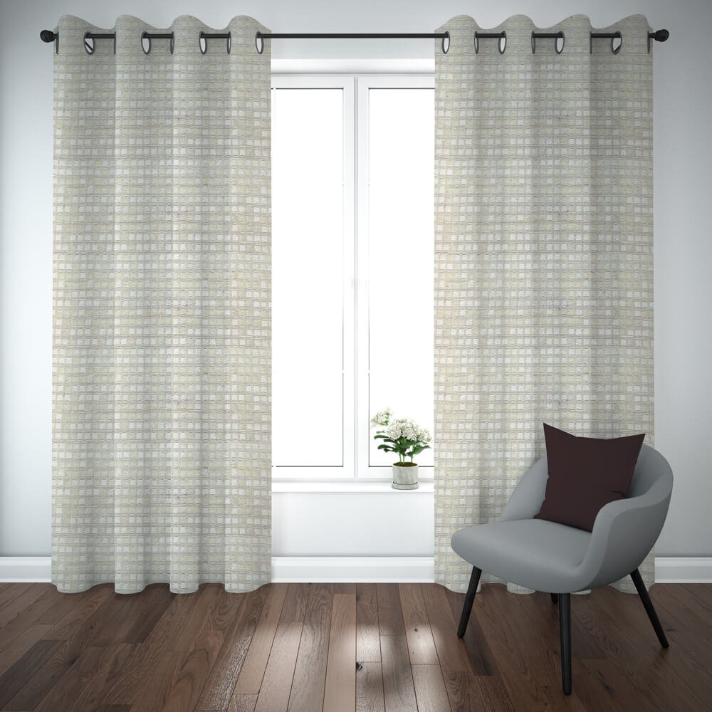 Export self dotted jacquard curtains White ( 2 Curtains Set ) image 0