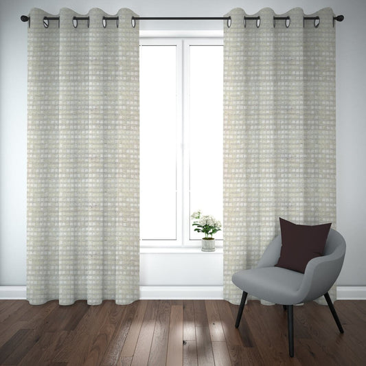 Export self dotted jacquard curtains White ( 2 Curtains Set ) image 0