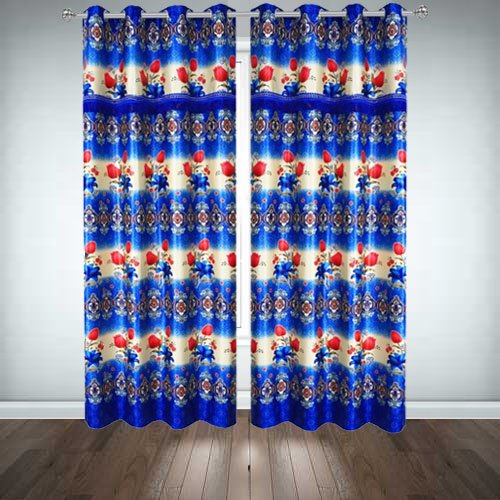 Printed Silk Curtains ( Pair ) image 0
