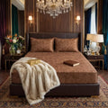 Premium Texture Velvet Fitted Bed Sheet Brown image 0