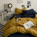 Cotton Reversible Duvet Cover Set - Golden & Blue image 0