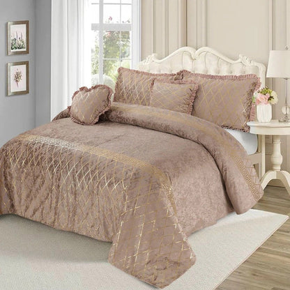 Luxury Elixir Velvet Bedset Peach ( 5 PCS ) image 0