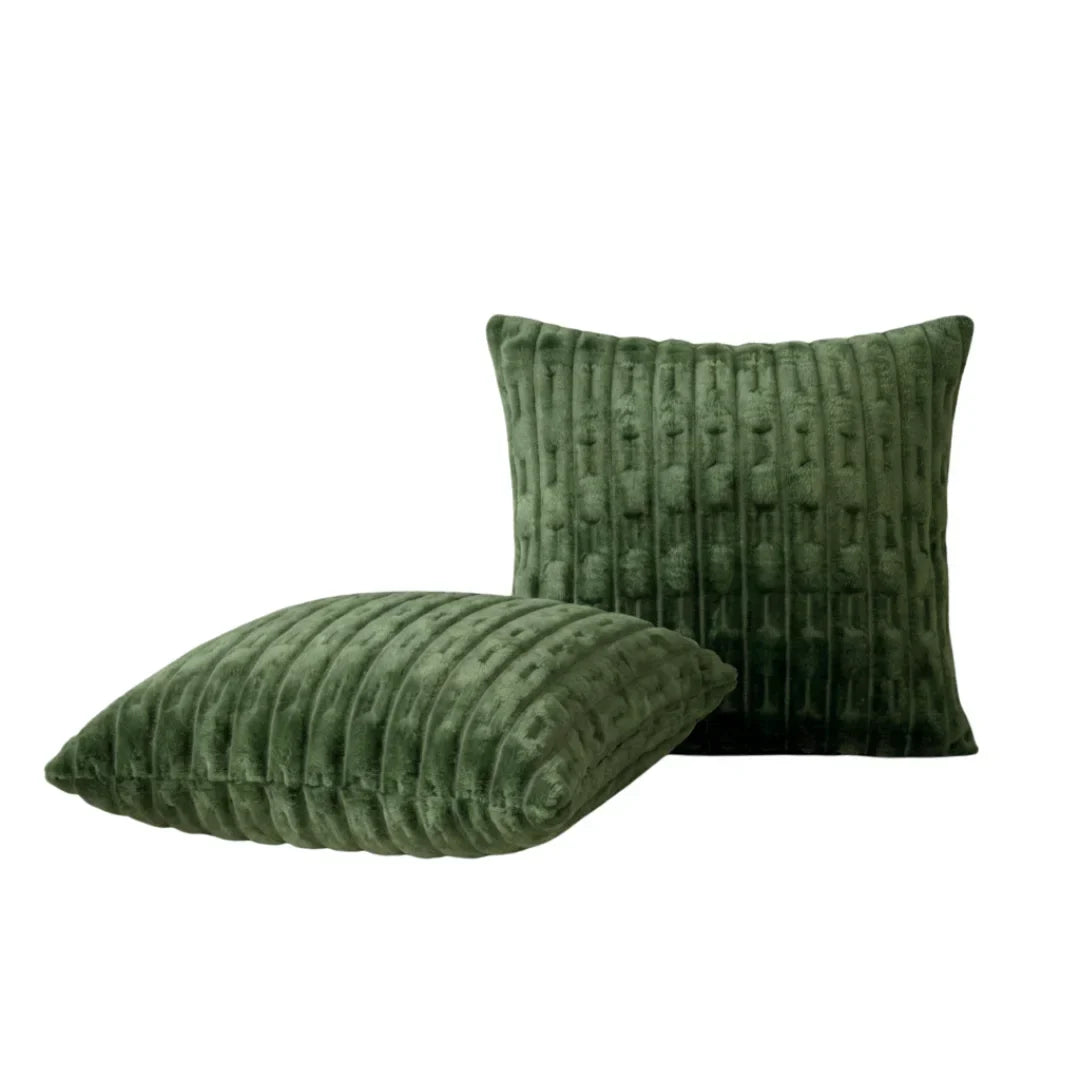 EMBOSSED FLEECE CUSHION COVERS - GREEN image 1