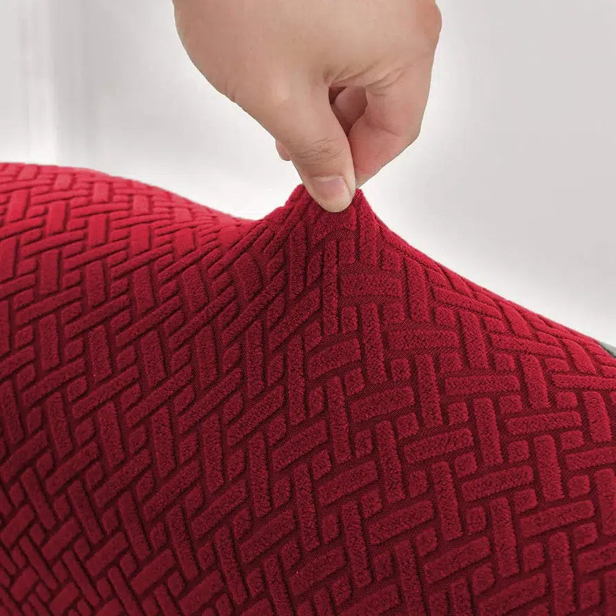 STRIPE JACQUARD SOFA COVERS - MAROON image 1