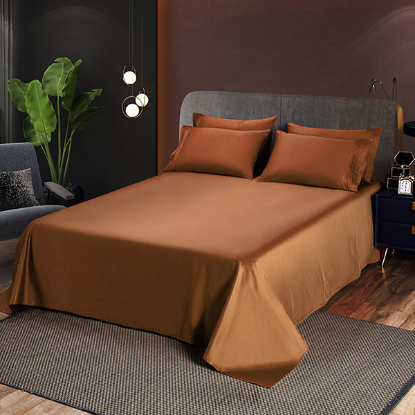 Plain velvet bed sheet copper