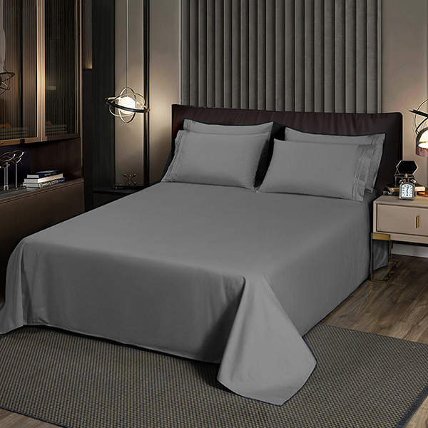 Plain velvet bed sheet dark grey