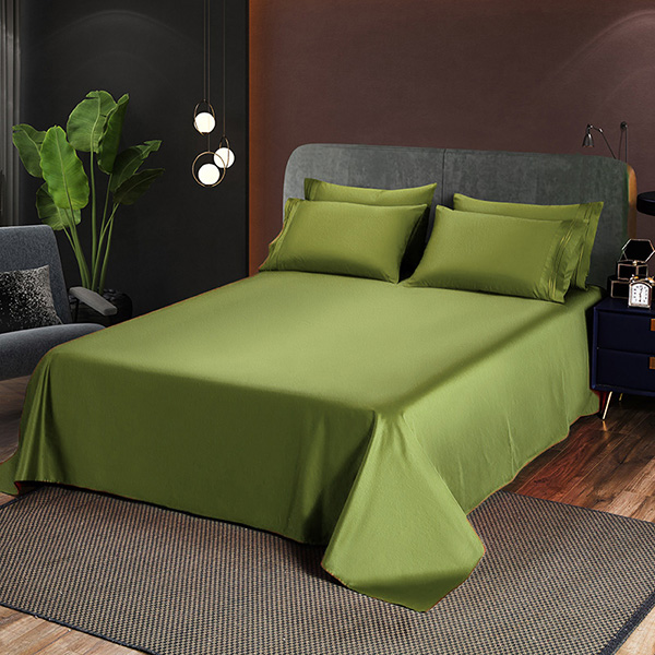 Plain velvet bed sheet green