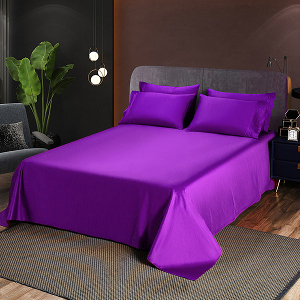 Plain velvet bed sheet purple