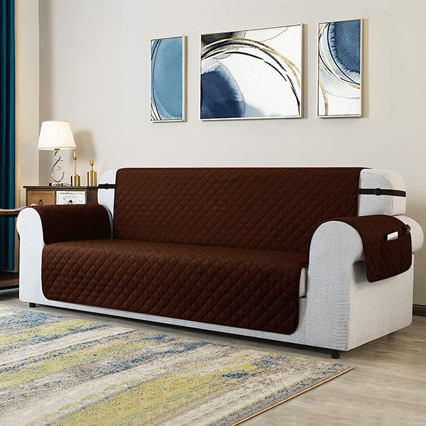 Quilted sofa runner brown