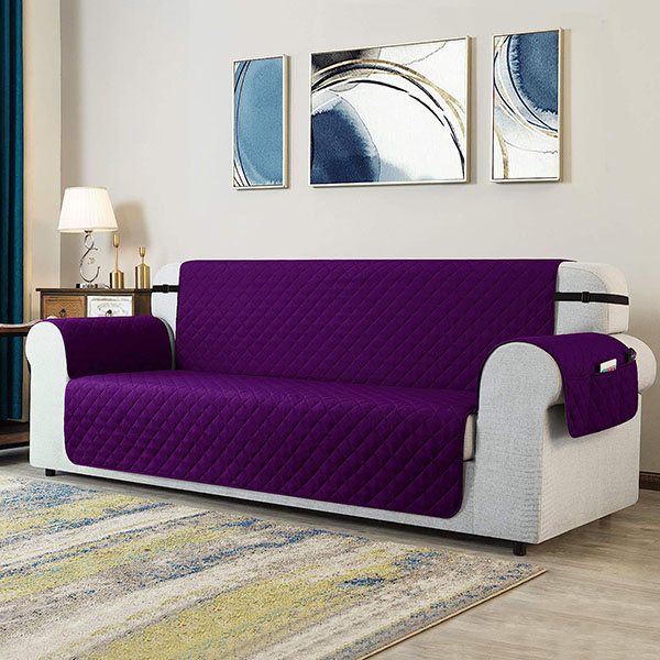 Quilted sofa runner purple