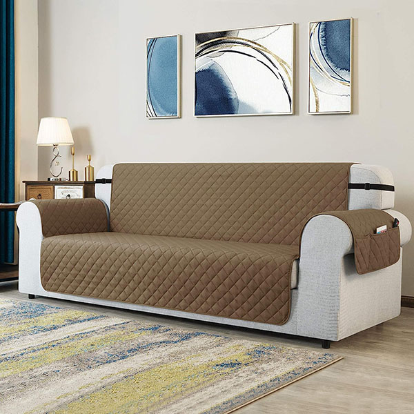 Quilted sofa runner sand