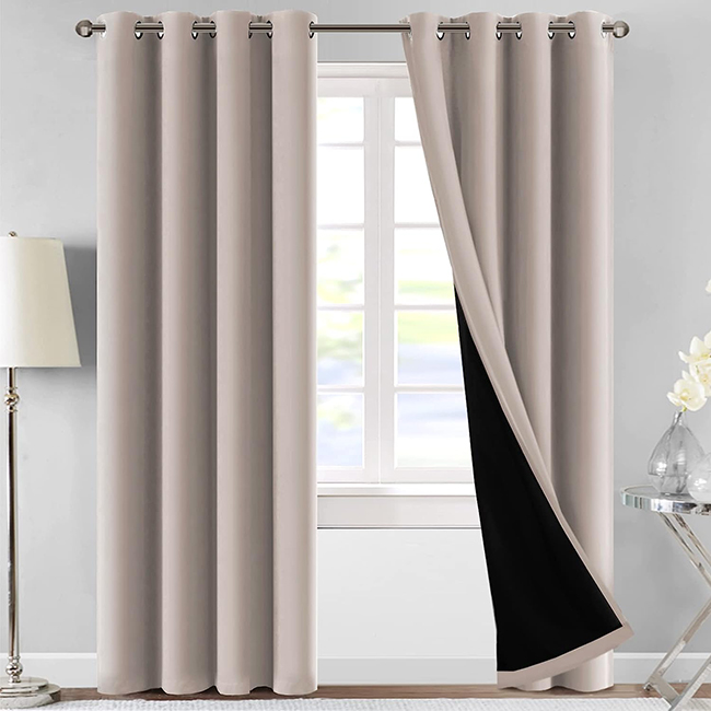 JACQUARD BLACKOUT CURTAINS BEIGE