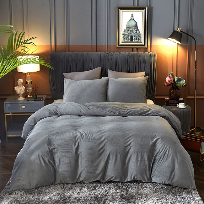 Velvet Duvet Cover Set grey