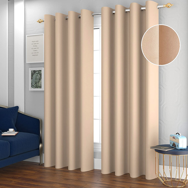 Plain velvet curtains blackout beige