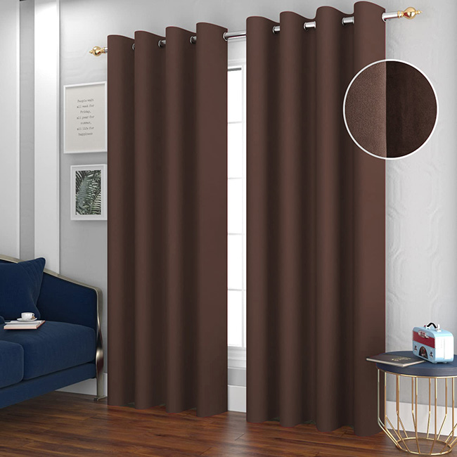 Plain velvet curtains blackout brown