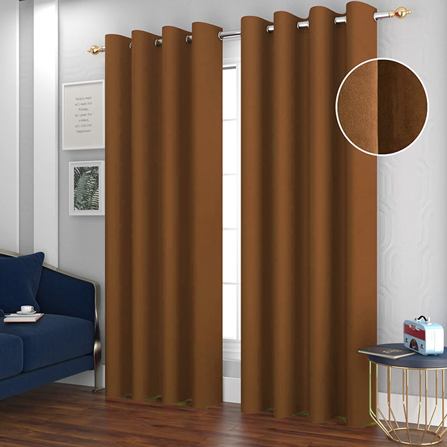 Plain velvet curtains blackout copper