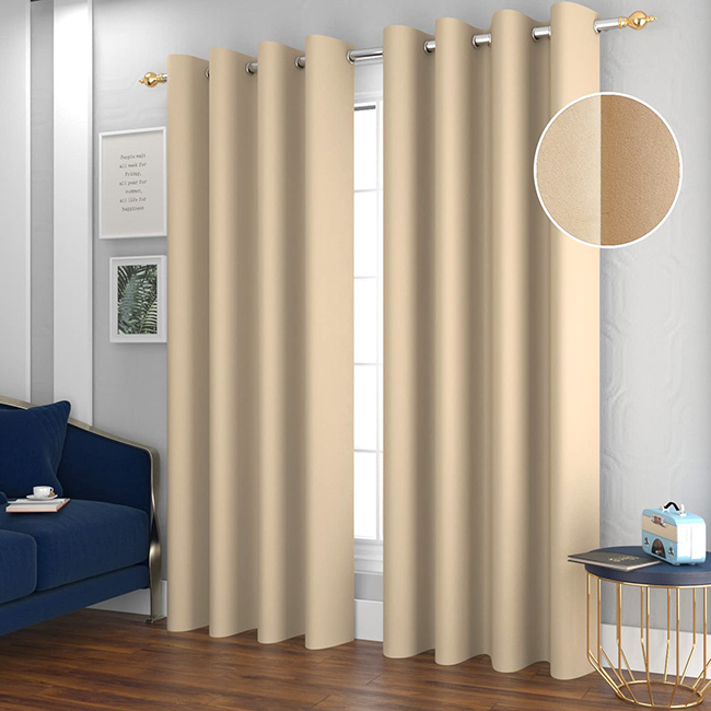 Plain Velvet Curtains Blackout Cream ( Pair ) - Comfort Core