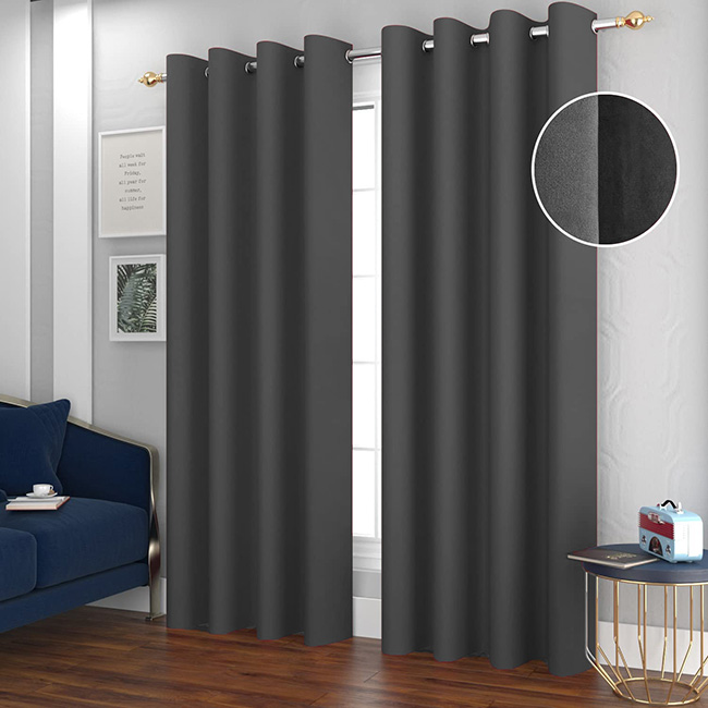 Plain velvet curtains blackout dark grey