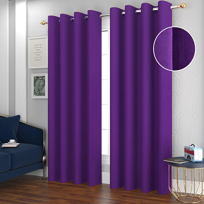 Plain velvet curtains blackout purple