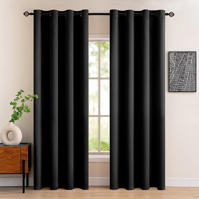 Self design jacquard curtains colour black