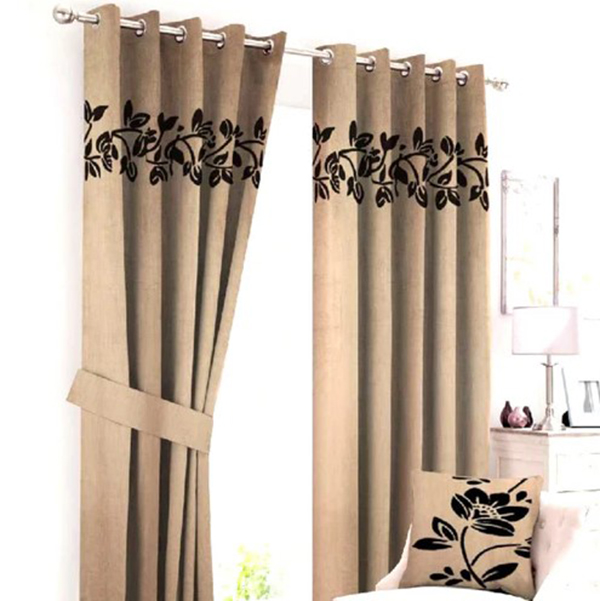 Luxury Velvet Curtains Floral Border 1