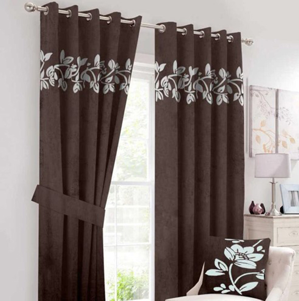 Luxury Velvet Curtains Floral Border 2