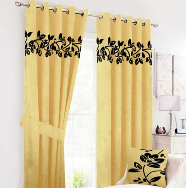 Luxury Velvet Curtains Floral Border 6