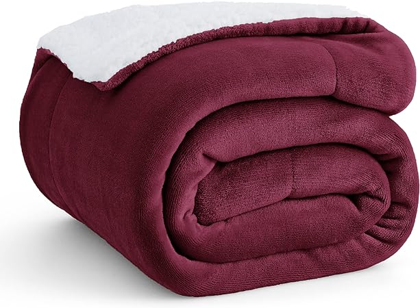Sherpa Fleece Throw Blanket Maroon