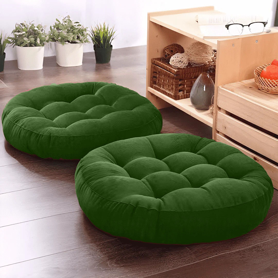 VELVET FLOOR CUSHION GREEN