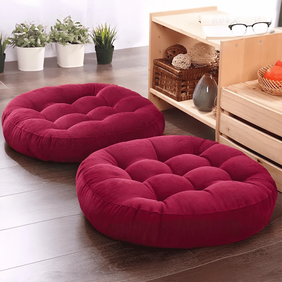 VELVET FLOOR CUSHION MAROON