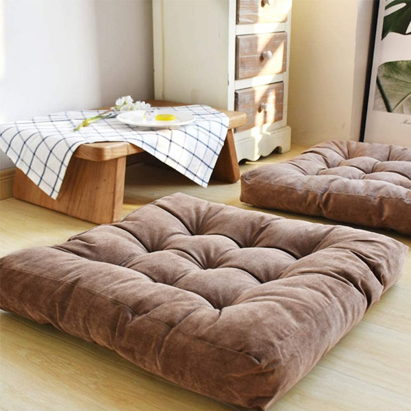 SQUARE FLOOR CUSHION DULL BROWN