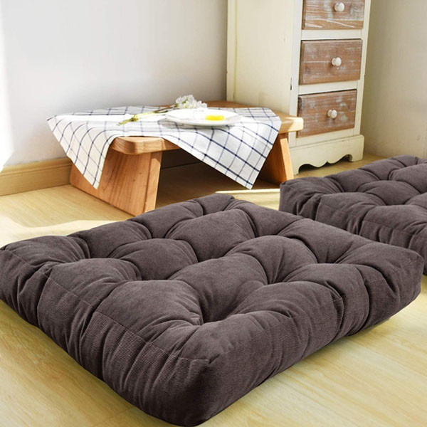 SQUARE FLOOR CUSHION DARK BROWN