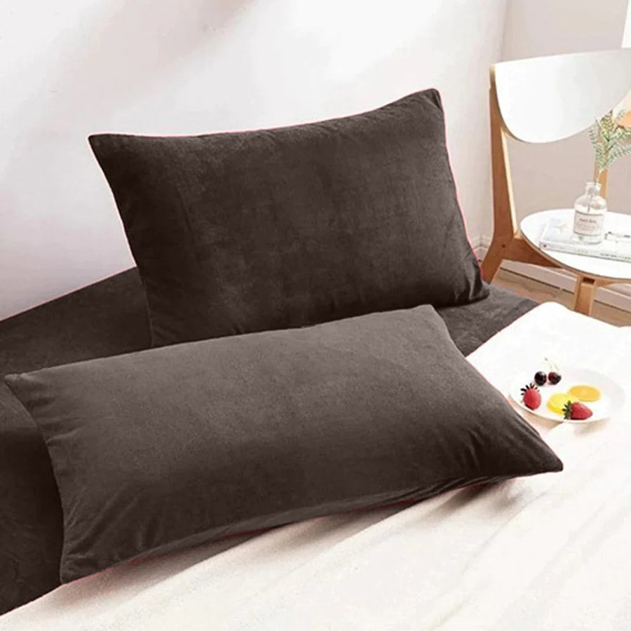 VELVET PILLOW COVERS DARK BROWN