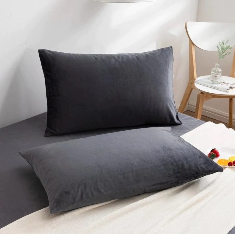 VELVET PILLOW COVERS GREY